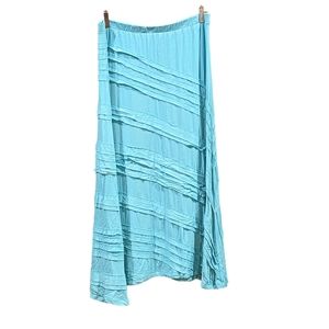 Soft Surroundings Knit Tiered Maxi Skirt Size Large Petite Turquoise